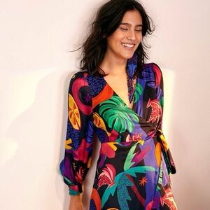 Farm Rio Mystic Jungle Wrap Jumpsuit in M